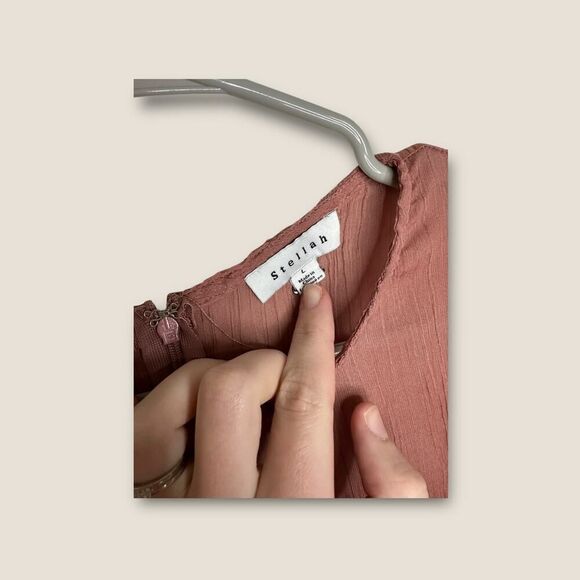 Stellah Dusty Pink/Rose Layered Semi-Sheer Exaggerated Sleeve Top Size Large - Picture 6 of 7